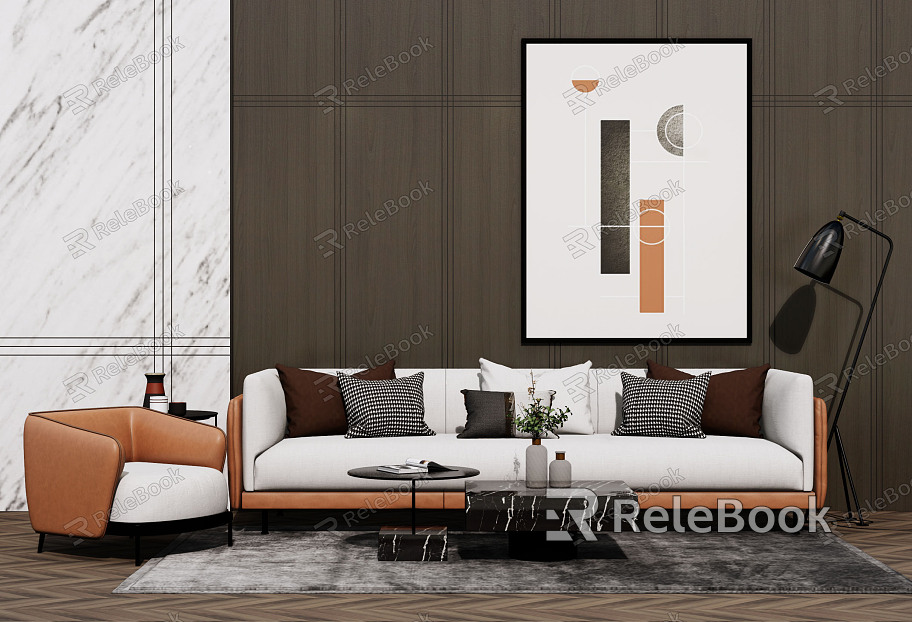 Modern sofa coffee table combination model