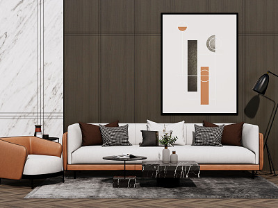 Modern sofa coffee table combination model