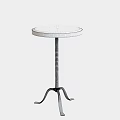 Modern Minimalist Side Table With Round Marble Top And Metal Stand 3d model