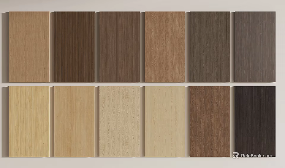 Various Colored Wooden Wall Panels with Natural Wood Grain Patterns 3d model 