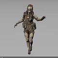 Post Apocalyptic Creature Character With Red Headdress Masked Face And Tattered Armor 3d model