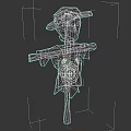Straw Man Sculpture Carving with Hat Shirt and Target Pattern on Wooden Pole