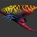 Colorful Abstract Sculpture Carving With Vibrant Patterns And Tentacle Like Appendages