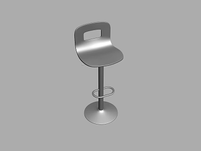 Modern Metal Bar Stool Featuring Curved Backrest Round Base And Footrest 3d model