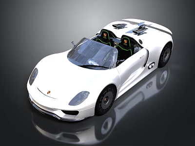 White Convertible Sports Car With Sleek Design Two Seater Black Wheels And Reflective Background 3d model