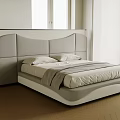 Modern Double Bed With Gray Upholstered Headboard Light Bedding And Wooden Floor In Bright Room