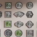Traditional Carved Lattice Windows with Various Shapes and Intricate Decorative Patterns