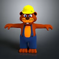 Cartoon Beaver Character In Yellow Hard Hat Blue Overalls And Orange Belly With Arms Outstretched