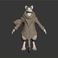 Game Movie Character Rat Wearing Silver Metallic Shiny Coat With White Fur Big Ears