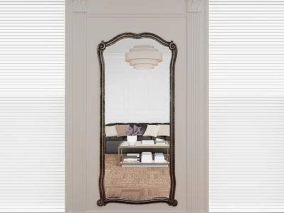 Ornate Full Length Mirror Reflects Living Room Decor 3d model