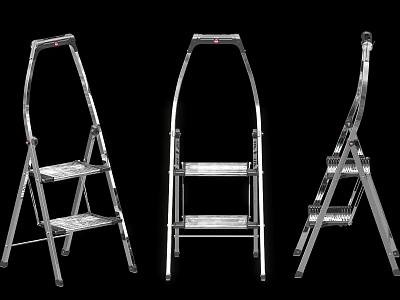 Hardware Tools Three Sturdy Aluminum Step Ladders for Home Use 3d model