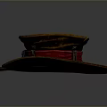 Vintage Brown Hat With Red Band And Metal Buckles For Daily Use