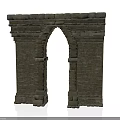 Modern Building Entrance Scene With Stone Arch And Brick Wall Details