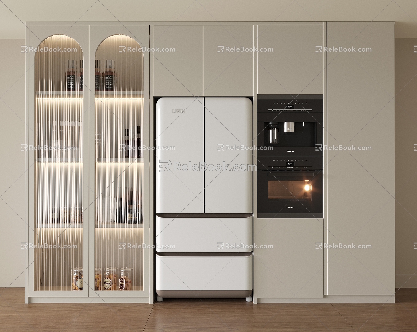 Modern Decorative Cabinet Embedded Refrigerator Sideboard Wine Cabinet Refrigerator Wine Cabinet 3d model