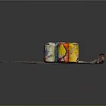 Textured Rock Surface With Four Colorful Drink Cans And Varied Designs