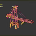 Yellow Construction Crane Model With Detailed Mechanical Structure And Extended Boom 3d model