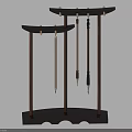Wooden Standing Decorative Ornament Set With Arched Top Base And Slender Sticks