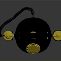 Vintage Retro Telephone with Gold Accents and Black Body Classic Electronic Appliance