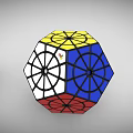 Two Intricate Colorful Geometric Polyhedrons With Multicolored Patterns And Black Lines