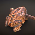 Hand Carved Wooden Crocodile Shaped Decorative Furniture Piece With Natural Texture