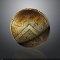 Vintage Golden Shield With Intricate Texture And Geometric Pattern Design