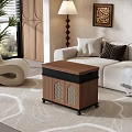Modern Living Room Side Table With Wheels Storage Coffee Cup And Magazines
