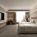 Modern Hotel Guest Room With Twin Beds White Linens And Wall Mounted TV