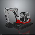 Crawler Excavator With White And Red Body Cab Arm Bucket And Tracks