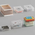 Transparent Storage Boxes For Organizing Various Household Supplies And Small Items 3d model