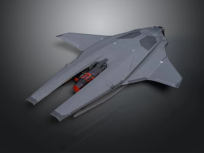Futuristic Gray Aerospace Spacecraft Design With Advanced Wing Structure For Exploration 3d model