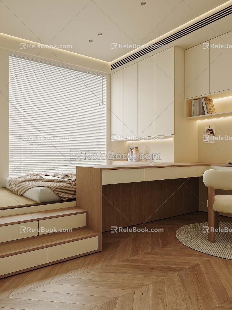 Modern Tatami Bedroom 3d model