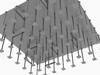 Industrial Equipment Metal Frame Structure With Vertical Horizontal Bars And Square Connectors 3d model