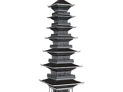 Traditional Chinese Pagoda With Multi Tiered Structure And Overhanging Eaves 3d model