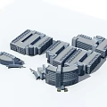 Modern Office Buildings Architectural Complex With Multiple Structures And Layout Design 3d model