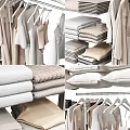 Modern Stylish Clothes on Hangers With Folded Apparel Shoes And Accessories