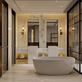 Modern Hotel Room Featuring King Bed Floor-to-Ceiling Windows City View Decorative Wall Art And Area Rug
