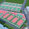 Outdoor Tennis Courts With Multiple Green And Red Surfaces For Fitness Sports Activity