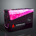 Pink And Black Incendiary Ammo Box With Flame Logo And Pattern Design