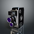 Black And Silver Computer Camera With Purple Lens And Reflective Base Design 3d model