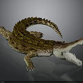 Realistic Crocodile With Open Mouth Sharp Teeth And Brown Scales On Gray Background