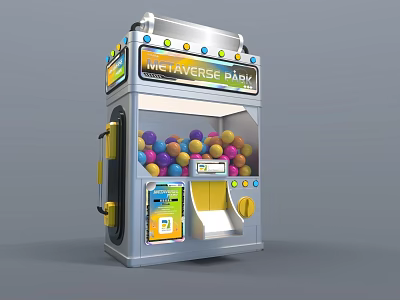 Metaverse Park Play Equipment Gumball Machine With Colorful Balls And Interactive Screen 3d model