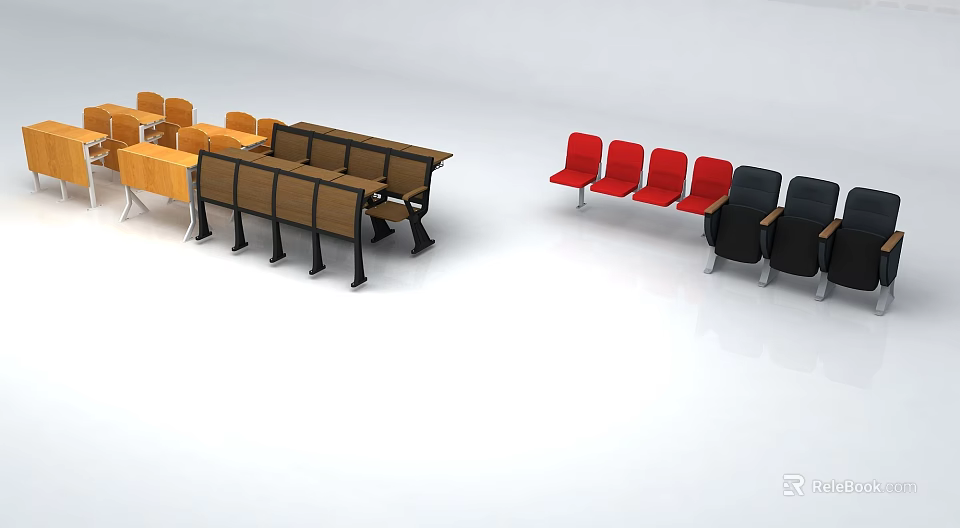 Modern Armchairs in Yellow Brown Red Black with Wooden Armrests and Comfortable Design 3d model 