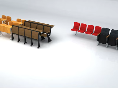 Modern Armchairs in Yellow Brown Red Black with Wooden Armrests and Comfortable Design 3d model