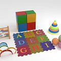 Children's Room Furniture With Colorful Alphabet Play Mat Building Blocks And Stacking Toys