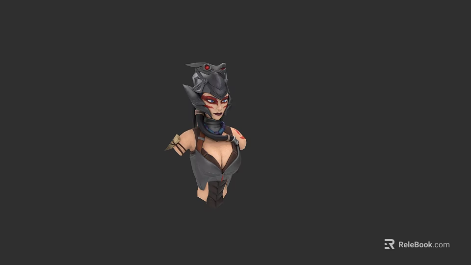 Stylized Game Movie Character With Horned Helmet Red Eyes And Leather Outfit 3d model 