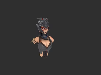 Stylized Game Movie Character With Horned Helmet Red Eyes And Leather Outfit 3d model