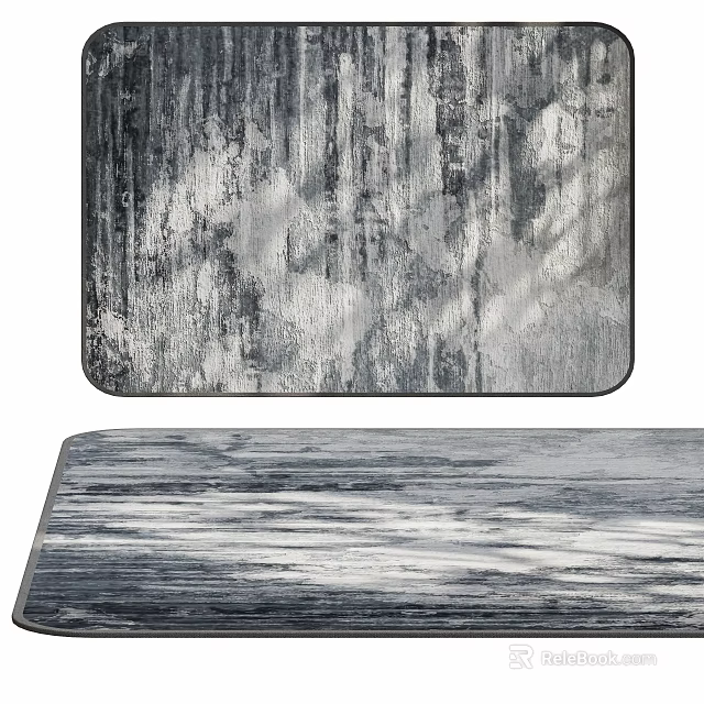 Modern Square Rug With Gray Abstract Textured Pattern For Living Room Decor 3d model 