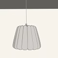 Modern Minimalist Pendant Light With Pleated Beige Shade Hanging In Neutral Room