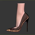 Fashionable Transparent High Heels With Red Heels Black Toe Cap And Pink Socks