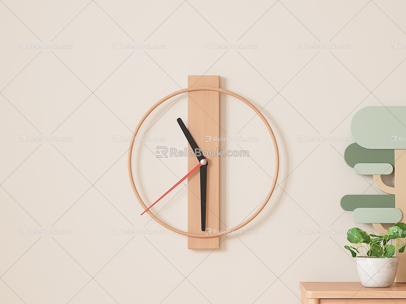 Simple Wall Clock Cream Style Clock Wall Decoration Pendant Wall Clock 3d model